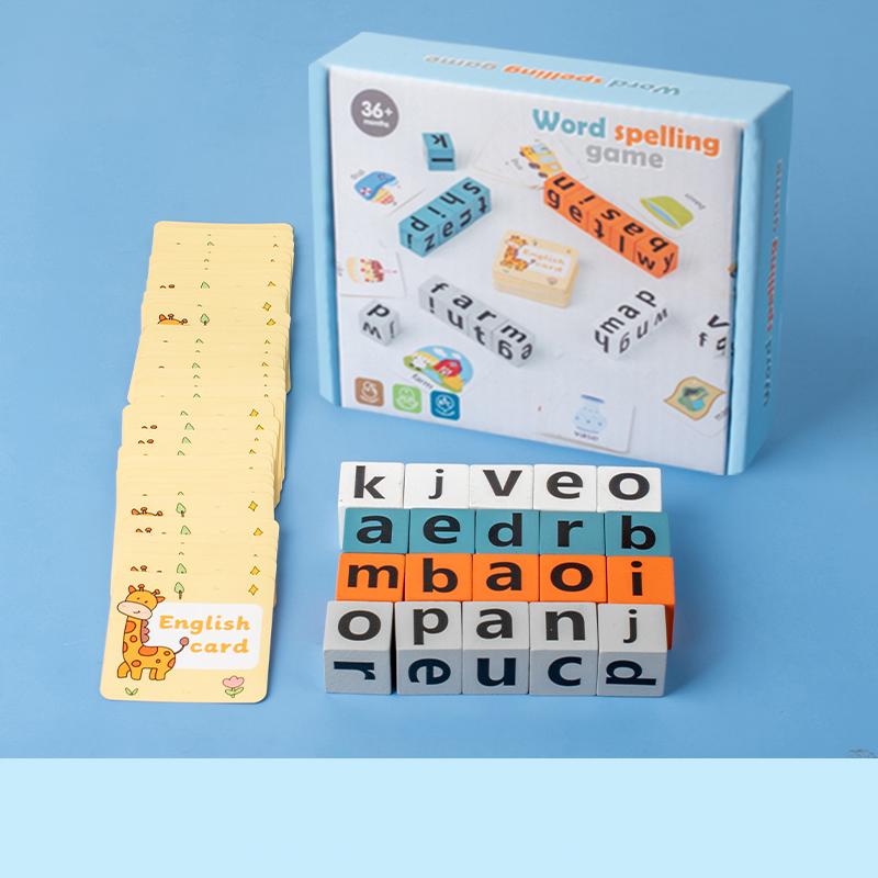 Montessori Wooden Spell Word Toy Letter Cognitive Challenge Memory English Word Game Early Learning Educational Toy For Children