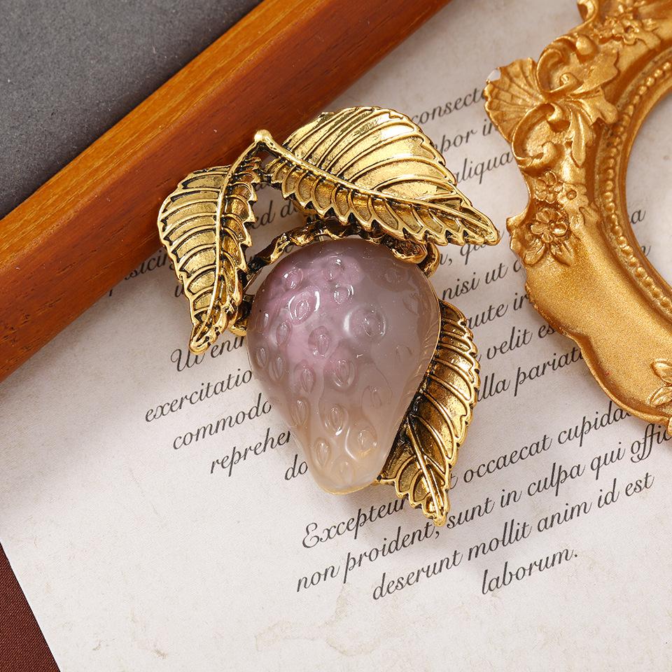 Strawberry Resin Brooch: Sweet Fruit Pin for Women's Coat or Jacket Accessories