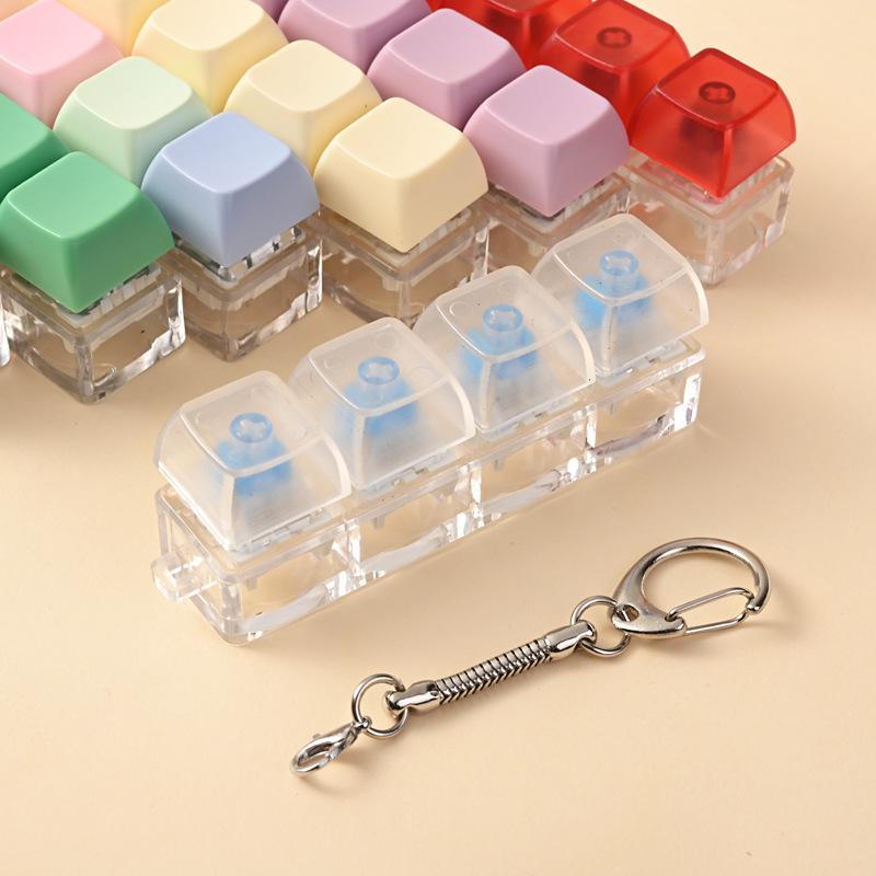 Keycap Four Key Fidget Toy Keychain for Stress Relief Adults Office Comfortable Desktop Gadget
