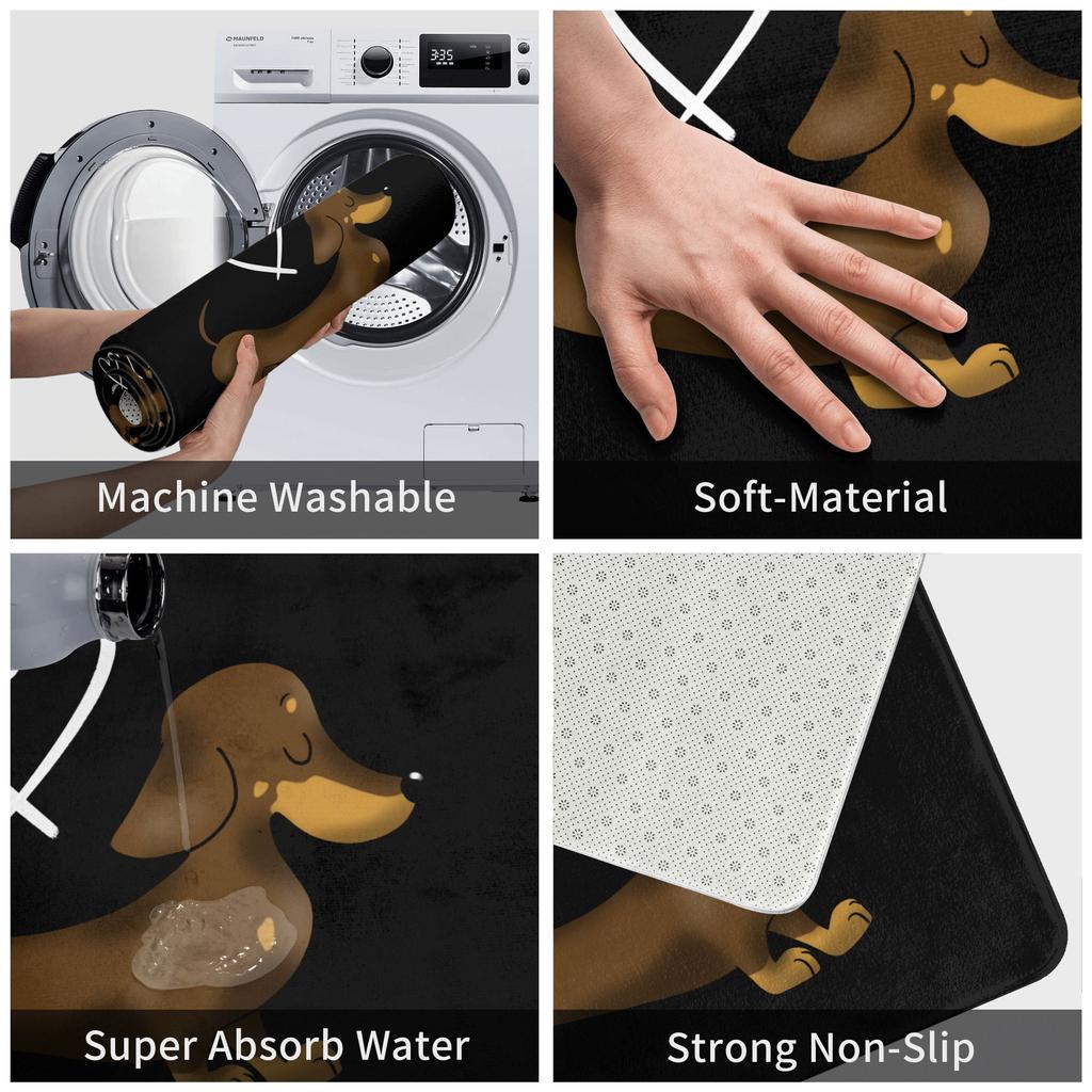 Dachshund Love Doormat Mat Anti-Slip Wiener Badger Sausage Dog Bathroom Kitchen Toilet Rug Carpet 40*60cm