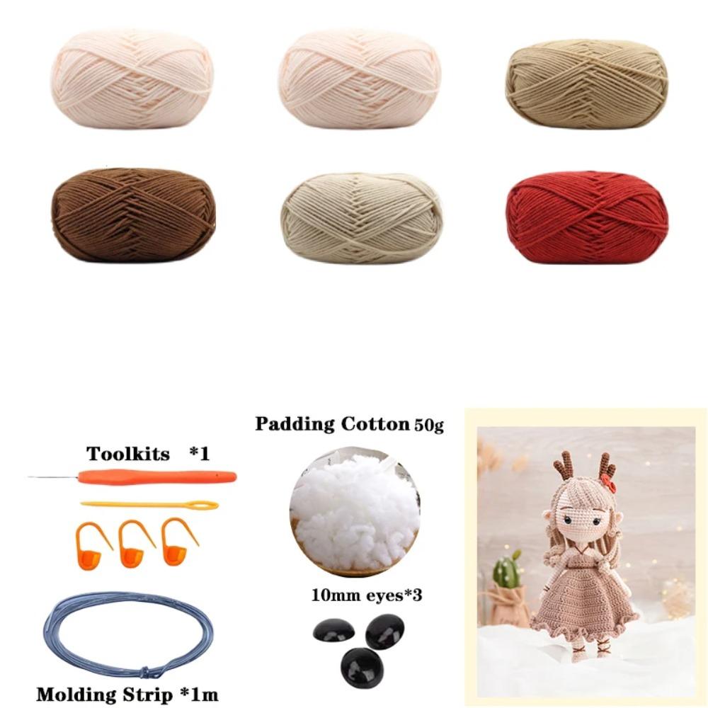 Christmas Crochet Girls Set Amigurumi Handmade Knittin Doll DIY Hook Materials Kit For Christmas Decoration Crafts Child Gifts