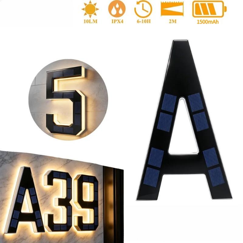 23CM Saulės energija varomi namo numerio žibintai Namo ženklas Šviesos jutiklis LED Adreso ženklas Saulės energijos namo numerio ženklas LED adreso numeris lauko reikmėms