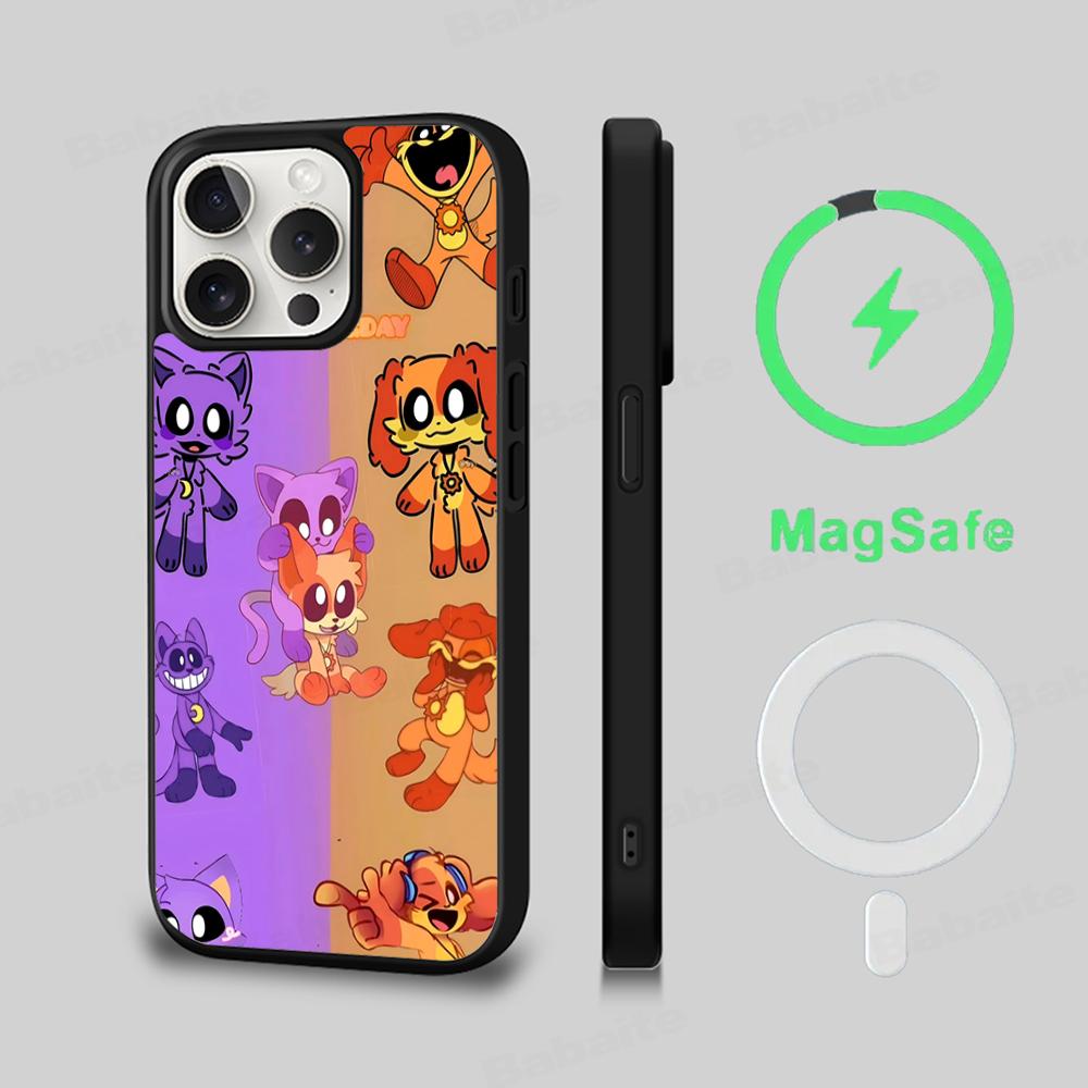S-Lachende C-Kreaturen C-KATZENSCHLAF HUNDETAG Handyhülle Magesafe Magnetische Kabellose Ladehülle Für iPhone 16 13 14 15 Pro Max Plus Mini