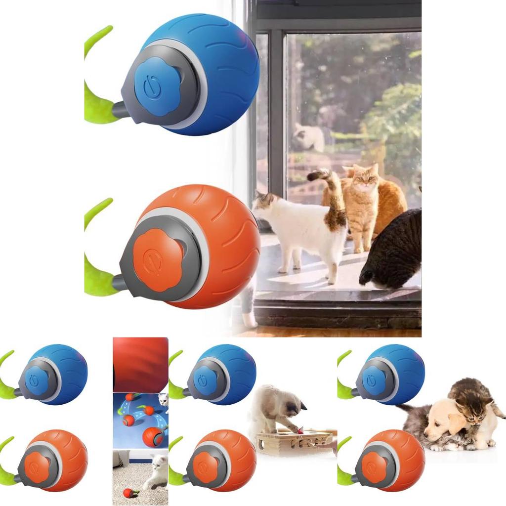 Automatic Rolling Cat Ball Toy For Entertaining Cats With Exciting Motion And Textured Design