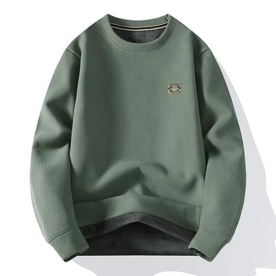 Felpa di peluche da uomo Autunno Inverno Ispessita Calda Maglia di base Casual Giapponese Girocollo Manica Lunga T-shirt