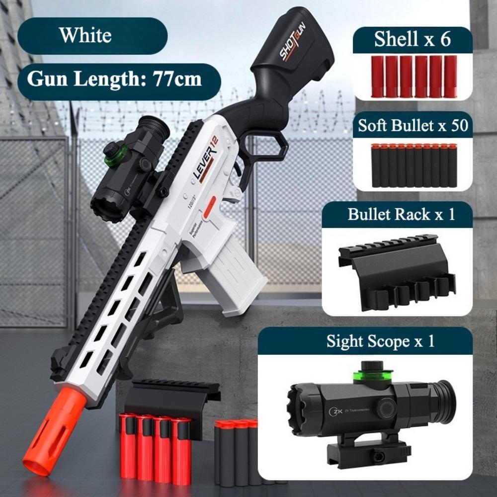 Pull Ring Loading Shell Throwing Soft Bullet Toy Gun Safety Foam Dart with Scope Sight, Outdoor Shooting Play Toy for Children