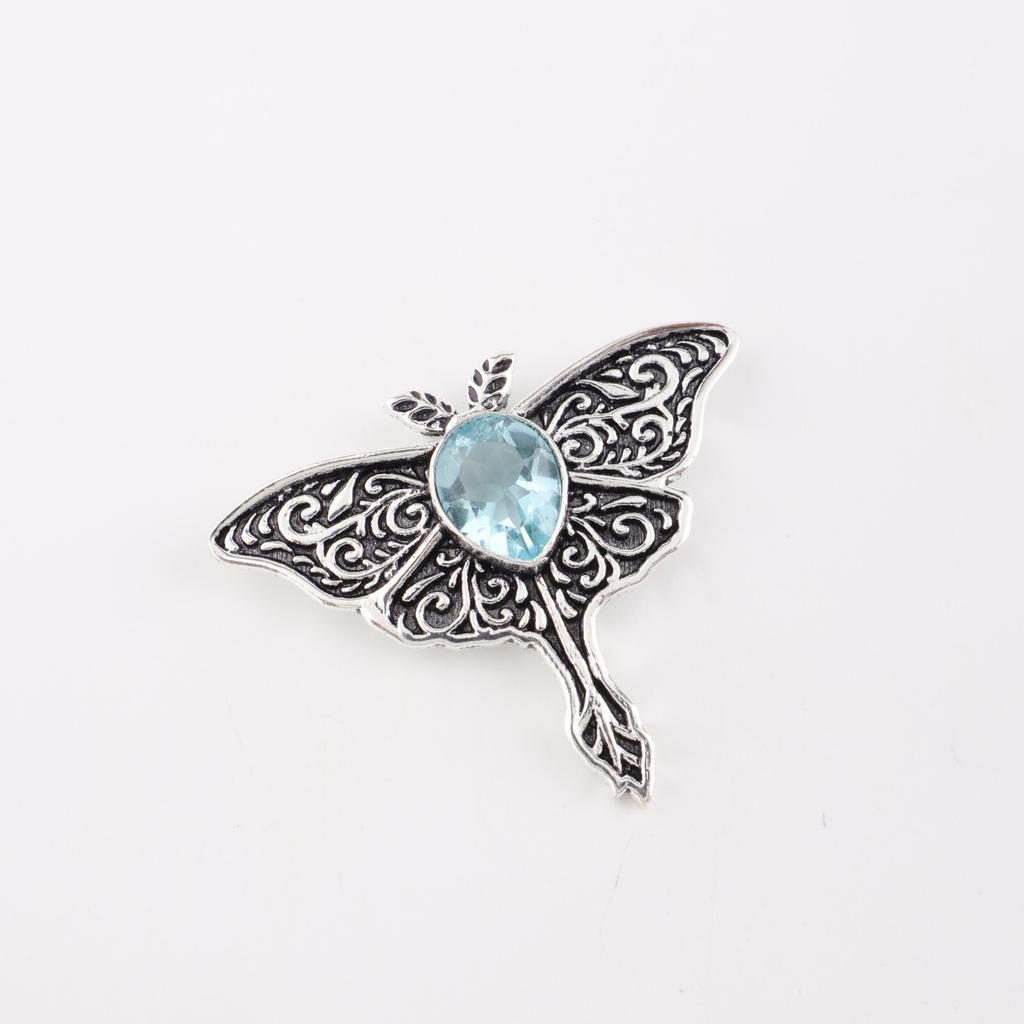 Pierre précieuse Topaze Bleu Ciel Argent Sterling 925 Bijou Chaîne Pendentif 1.2" Pour Elle CP-31-16