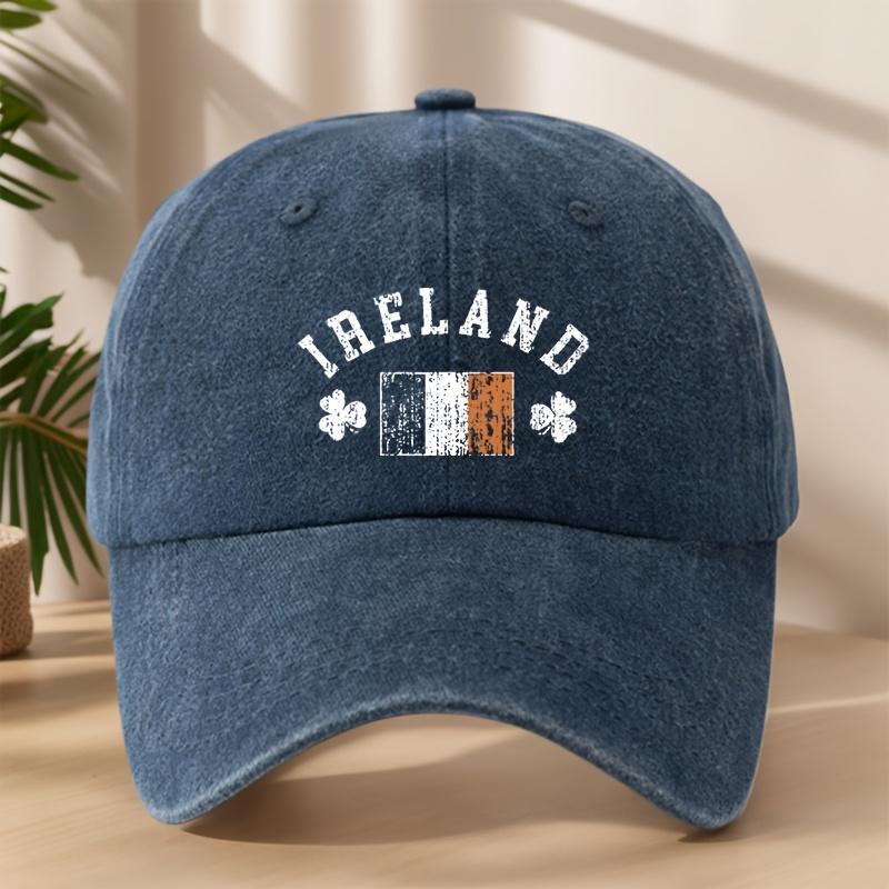 Irish Flag Print Baseball Cap Classic Washed Vintage Style Outdoor Leisure Vacation Sports Sun Hat