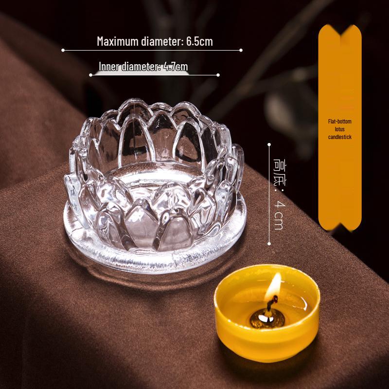 Lotus Glas Ghee Lamp Houder: Hittebestendige Kaars/Olie Lamp voor 24-Uurs Gebruik
