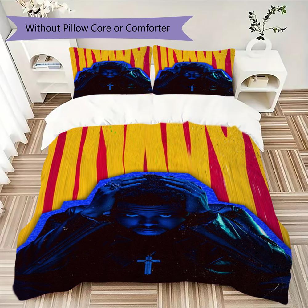 The Weeknd Pattern Bedding Uilt Set Uilt Cover Pillowcase Home Decoration Birthday Gift (1 * Duvet Cover + 2 * Pillowcase Without Core)