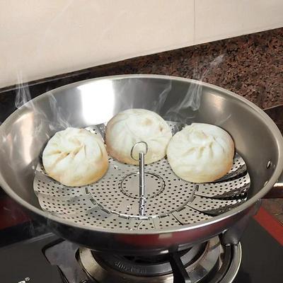1 Pc Household Portable Stainless Steel Folding Retractable Steamer Multifunctional Steaming Grid Mantou Dumplings Steaming Cage