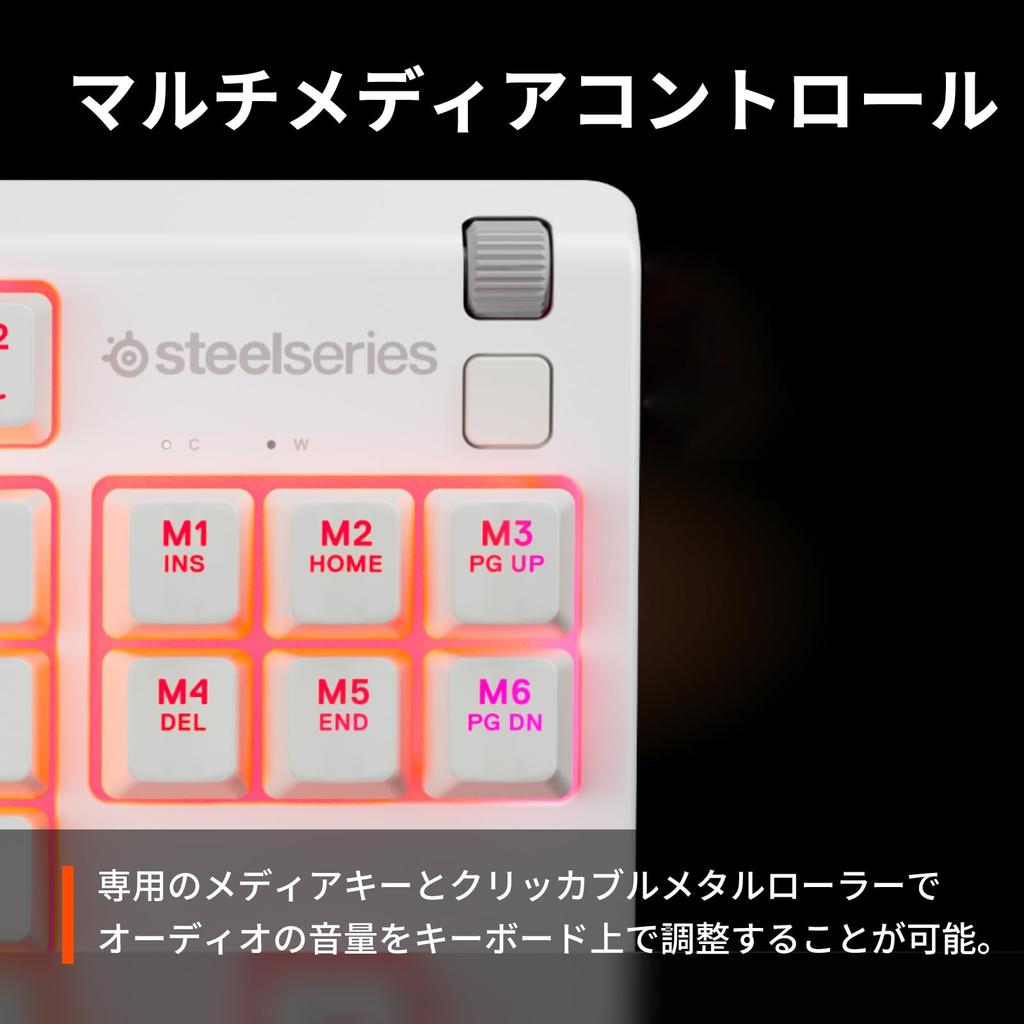 SteelSeries Gaming Keyboard Tenkeyless Wired Apex 3 TKL White US English Layout Silent Switch IP32 Water Resistant 24 Key Simultaneous Press Support