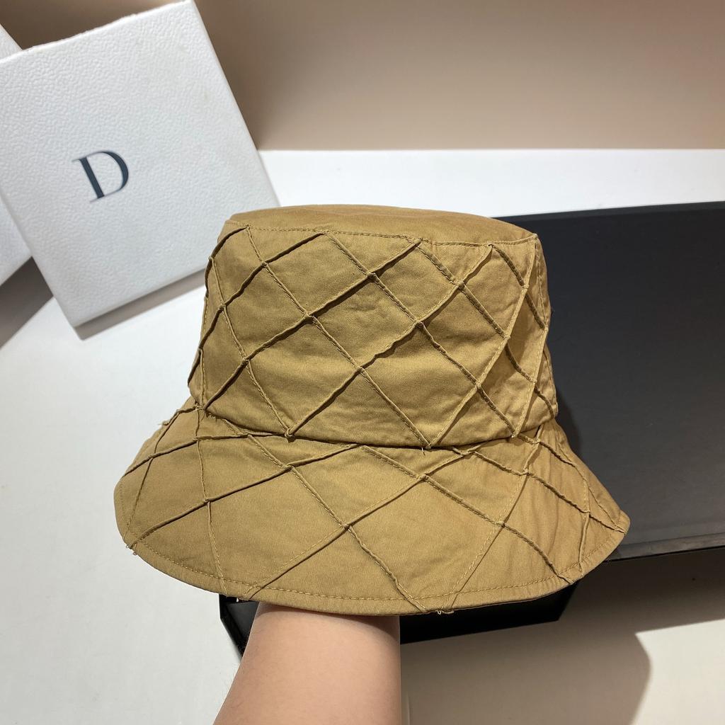 Three-dimensional plaid Mori bucket hat simple solid color cotton casual basin hat spring and summer outdoor breathable sun hat women