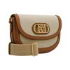 MCM Canvas Leather Saddle Crossbody Bag with Gold Logo Hardware for Daily Use