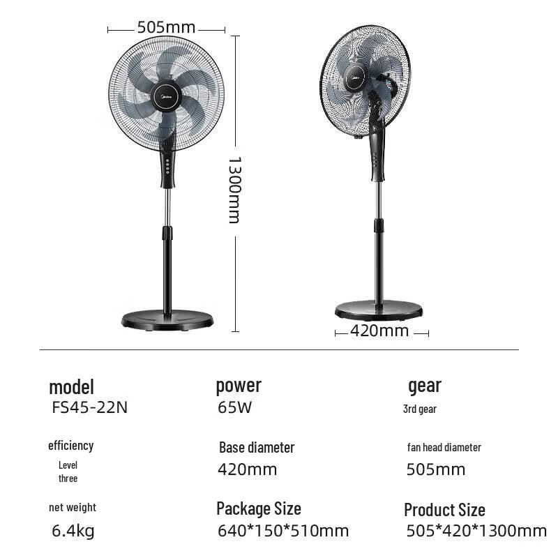 Midea 18-inch Pedestal Fan CN Plug (adapter Included)