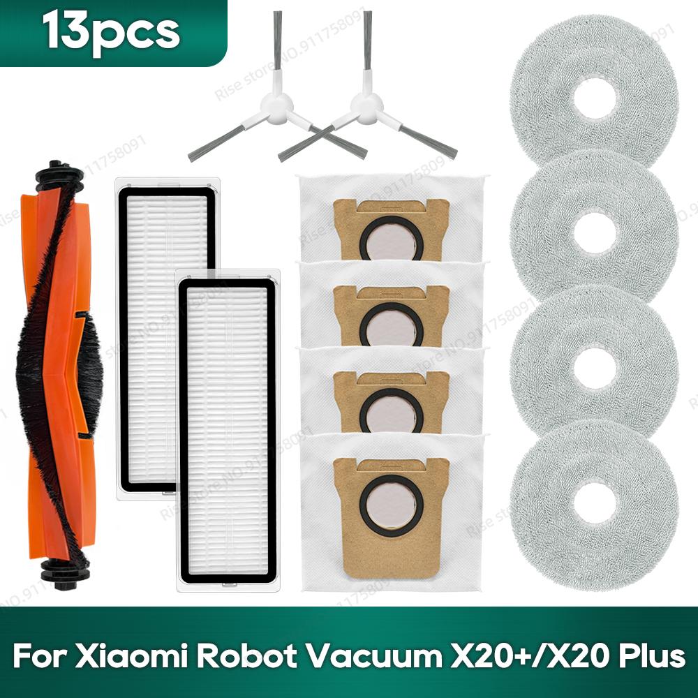

Совместимо для Xiaomi X20 Plus / X20+, Xiaomi X10 Plus / X10+ Аксессуары Мешки Фильтр Hepa Тряпка для швабры Основная Боковая Щетка Запчасти