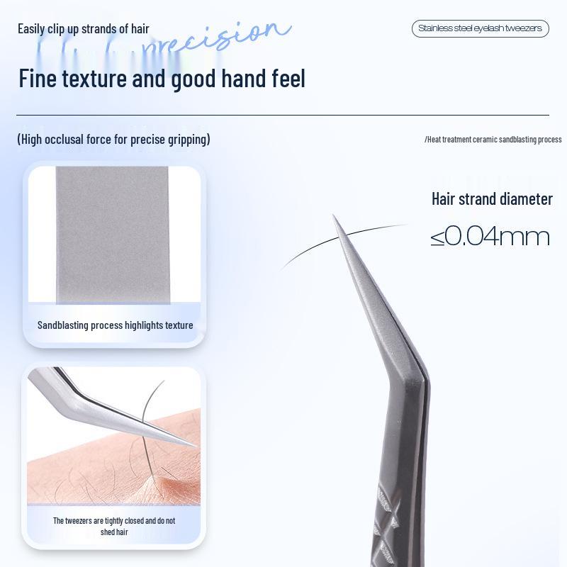 Precision Gold Feather False Eyelash Tweezers for Lash Artists - High-Precision Sandblasted Fiber Tip for Individual Lash Application and Blooming.