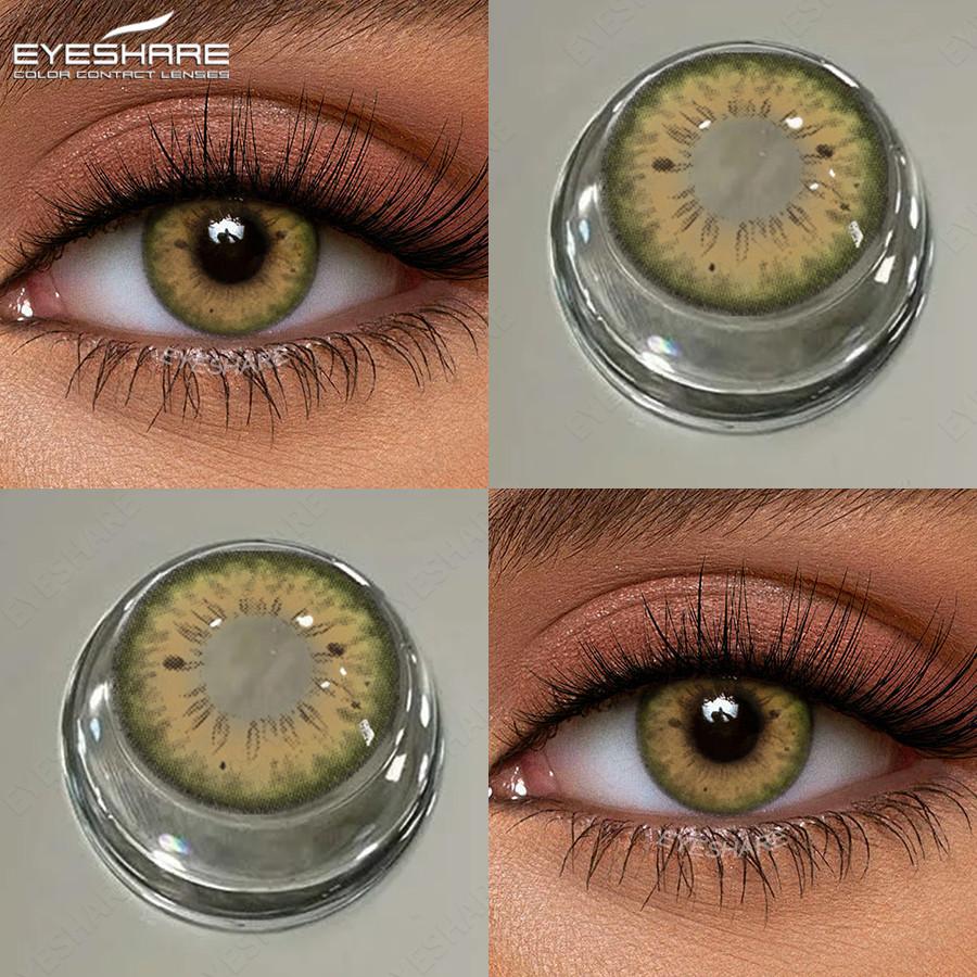 

EYESHARE 1 пара натуральных коричневых контактных линз, модные красивые серые зрачки синего цвета, косметическое использование в течение одного года
