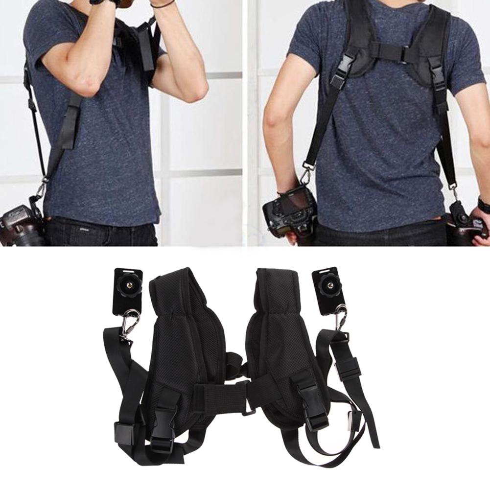Shoulder Sling Belt Strap Portable Shoulder Strap Camera Mount Quick Adjustment for Two DSLR Digital Cameras