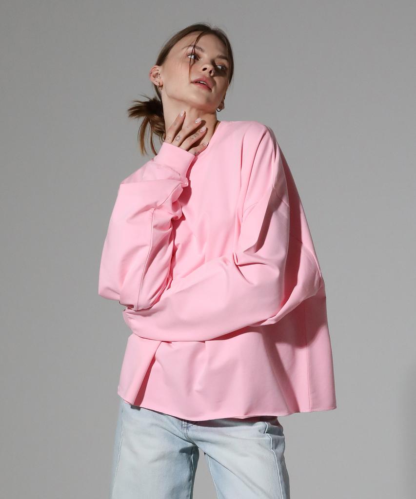 REEMNIK Oversized Plain Long Sleeve T-Shirt [Pink]