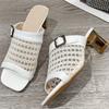Fashion Breathable Woven Mesh Cut-out Square-toe Slippers Women's Outer Summer New French Fashion Open-toe One-word Cool Mop