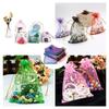 100pcs Organza Gift Bags with Small Drawstring Pouch, Grass Green, Moon Star, Wedding Packaging, Jewelry Storage Bags