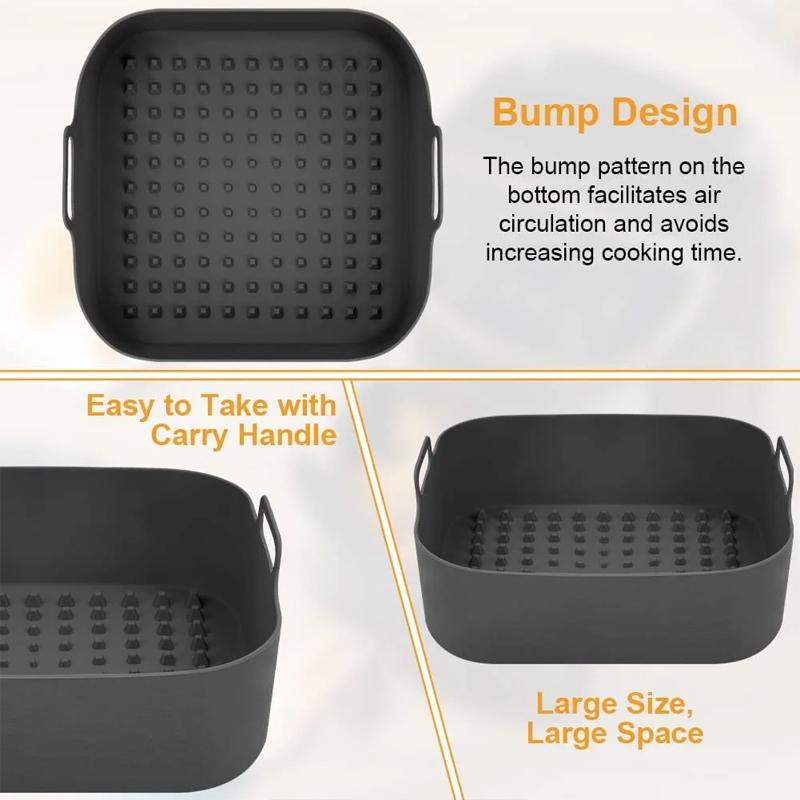 Air Fryer Silicone Pot Thick Reusable Silicone Square Air Fryer Liners Baking Tray Liner Paper Air Fryer Basket Baking Utensils