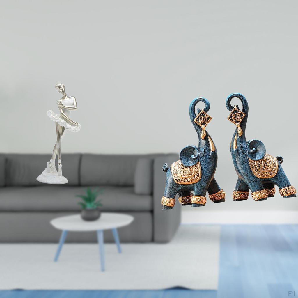Modern Dancing Girl And Elephant Figurine Art Sculpture Creative Resin Ornament for Bedroom