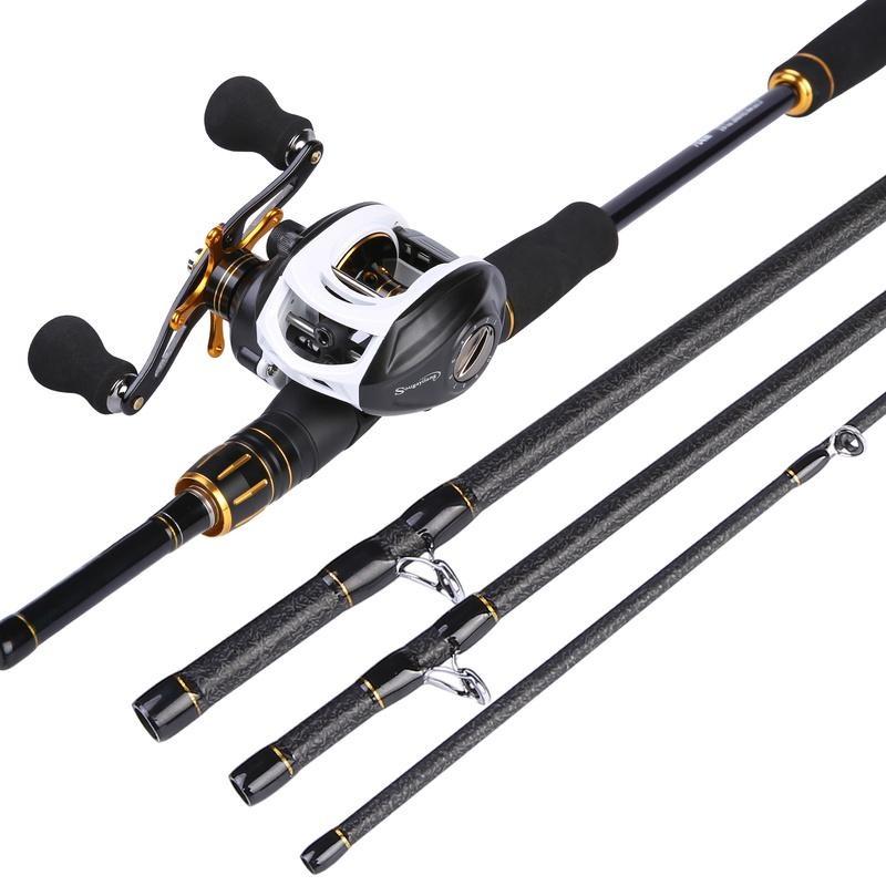 Casting Angelrute Combo 4 Abschnitte Carbon Faser Angelrute 11 + 1 Kugellager Casting Angelrolle