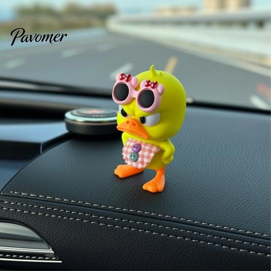 Trendy Room Decor 3D Printed Cute Duck Figurine with Glasses, Angry Pose Desk Decor, Creative Decorative Shelf Displays Office Bookcase Car Ornament,