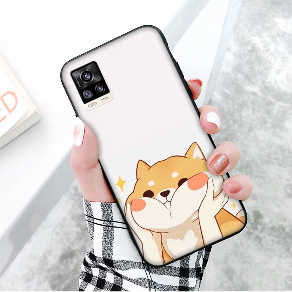 Black Case for Xiaomi Redmi 13C Note 9 iPhone XR 7 8 14 15 11 12 13 X XS Pro Max Samsung A25 S23 S24 FE Ultra Plus Shiba Inu