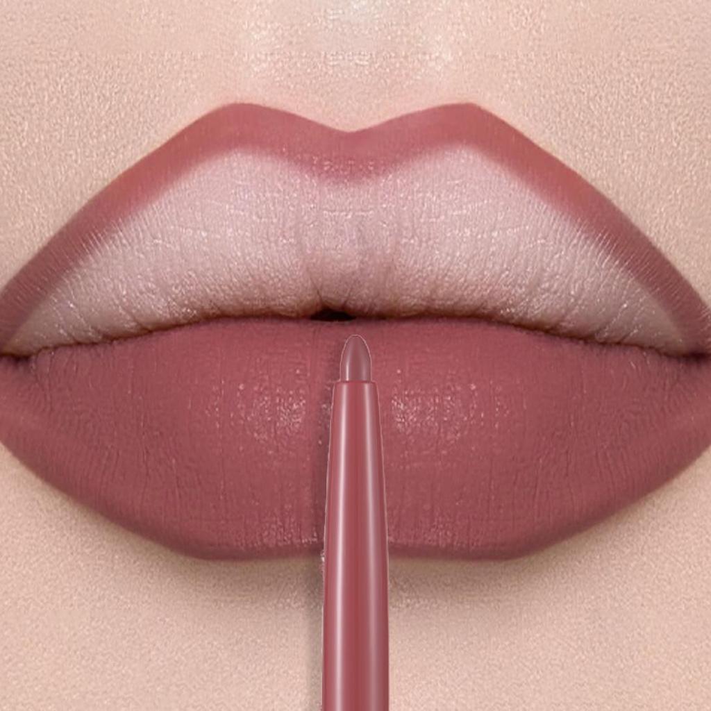 Matte Mauve Lipstick Pencil Long Lasting Waterproof Non-Stick Lipliner Crayon Velvet Lip Contour Outline Smooth Natural Makeup