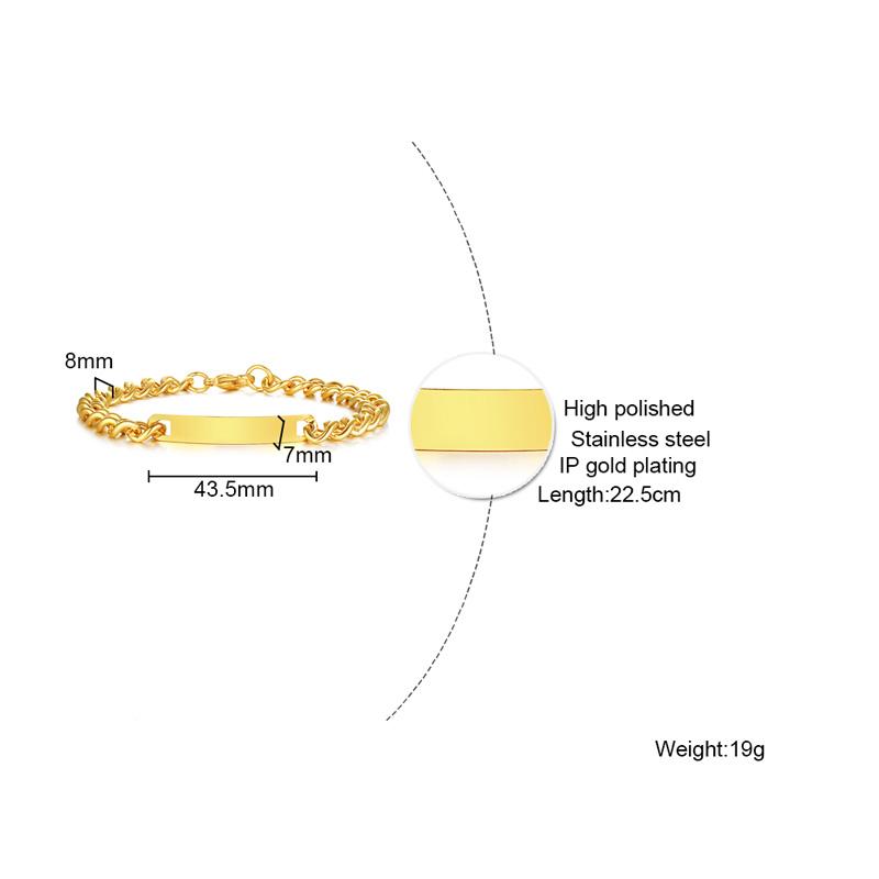 Free Engraving Custom Couple ID Bracelets for Men Women Bangle Stainless Steel Chain Link Personalized Unique Name Brazalete