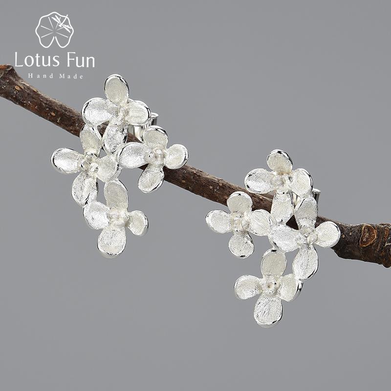 

Lotus Fun, необычные роскошные серьги-гвоздики с цветами османтуса для женщин, стерлинговое серебро 925 пробы, золото 18 карат, свадебные украшения