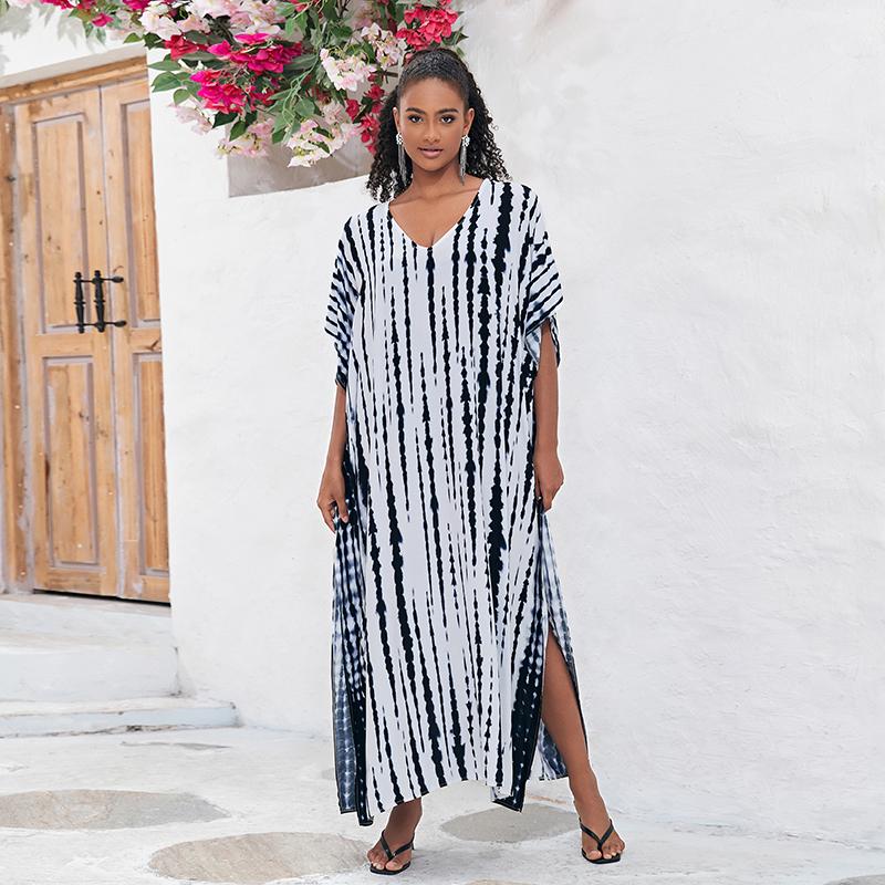 Bohemian Beach Kaftan Dresses for Women Tie Dye Summer Maxi Robe Summer Swimsuit Cover Ups Holiday Bathing Suits Factory Supply Big Sales