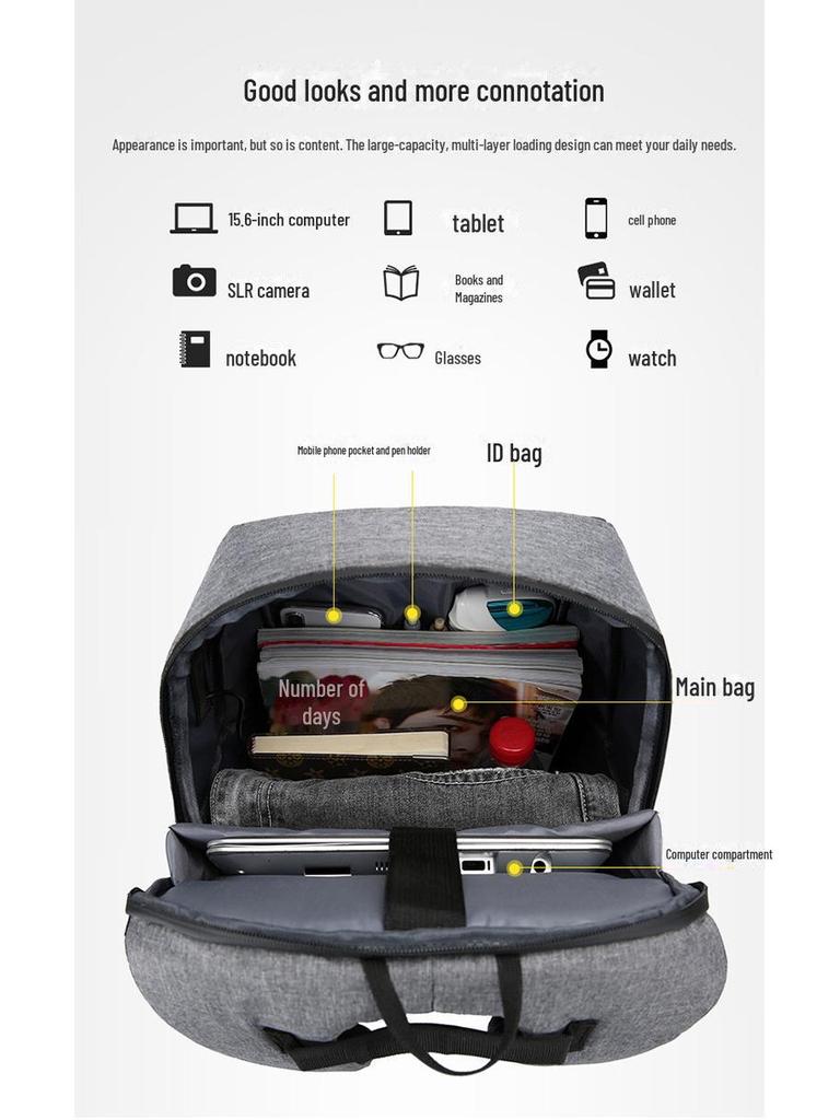 Multifunktionaler Business-Laptop-Rucksack für Herren mit USB-Ladeanschluss