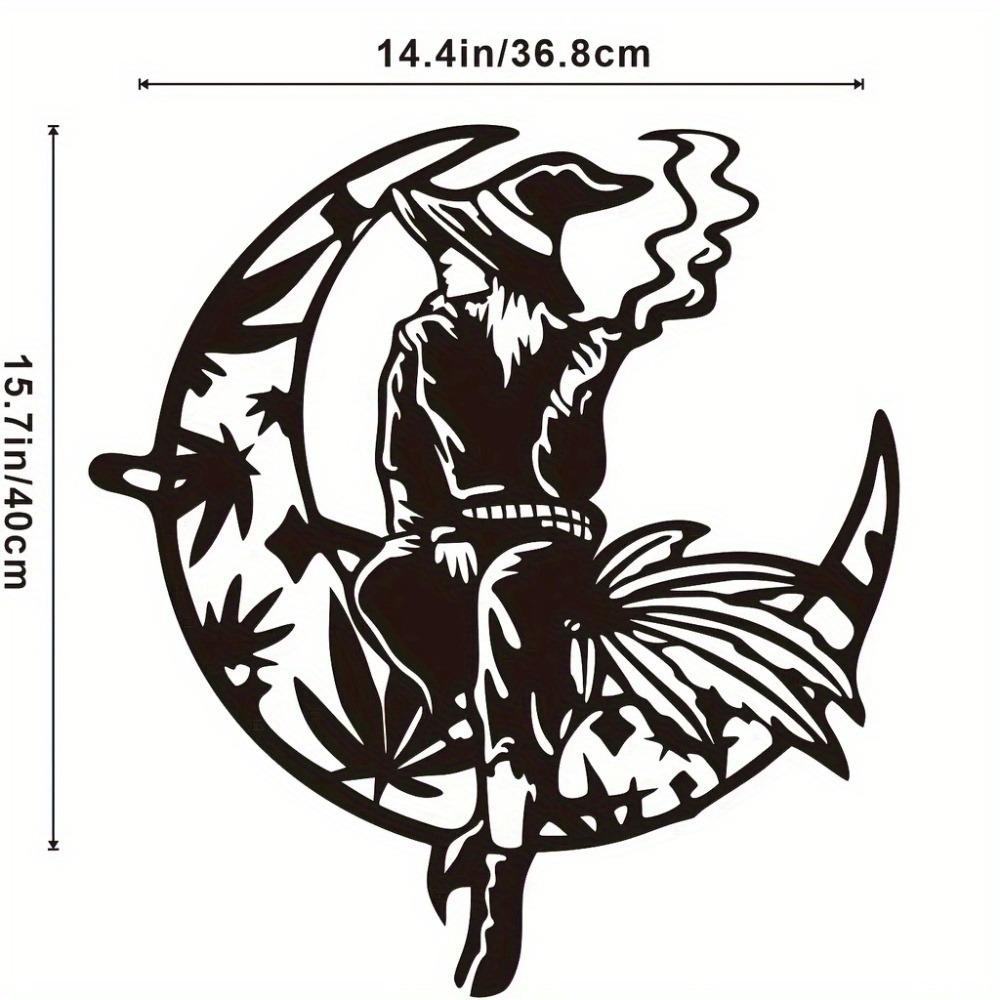 Halloween Witch Moon Metal Wall Art Home Decor Spooky Statue