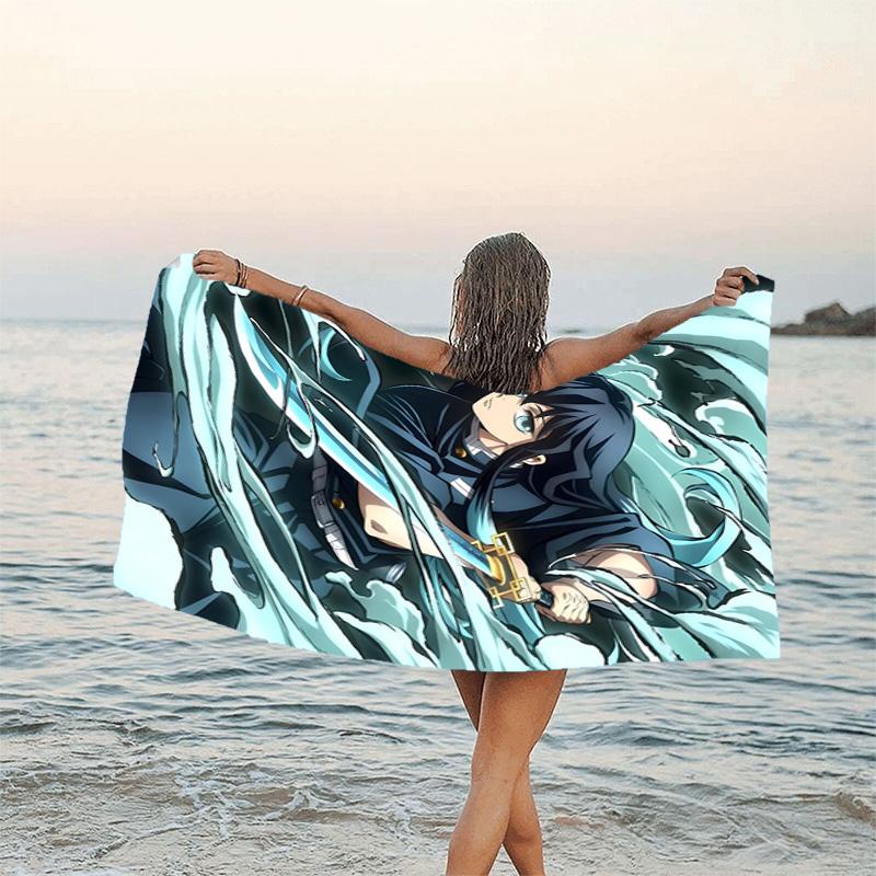1pc Demon Slayer4 Beach Towel, Beach and Seaside Swimming Pool Equipment, Fashion Pattern, Rectangular, Travel Essentials