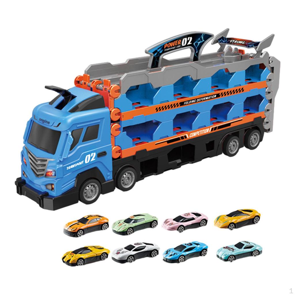 Big Transporter Truck Toy Set Trucks Early Educational Collectible Folding Storage
