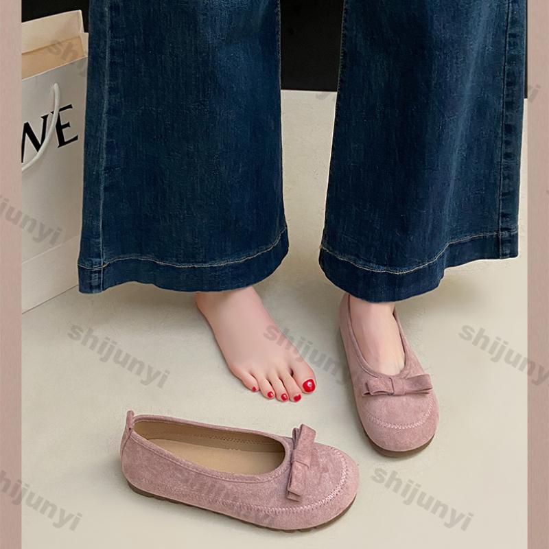 Fashion Women Shoes 2025 New Vintage Bow-knot Round Toe Women's Ballet Shoes Fashion Comfortable Non Slip Soft Sole Casual Flat Shoess