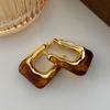 Vintage U-Shaped Hoop Earrings for Women Golden-Tone Finish & Resin Inlay Stylish Earring Party Jewelry Gifts