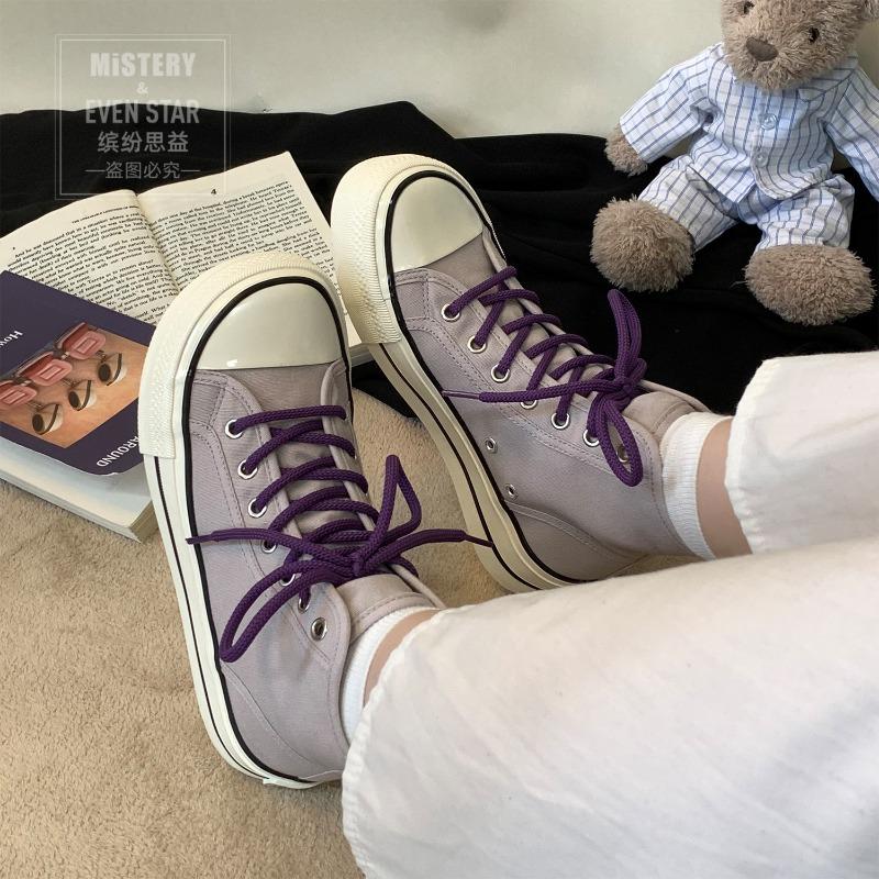 Square Head High-top Canvas Shoes Women's Mango Head Thick-soled Ugly Cute Big Head Shoes 807