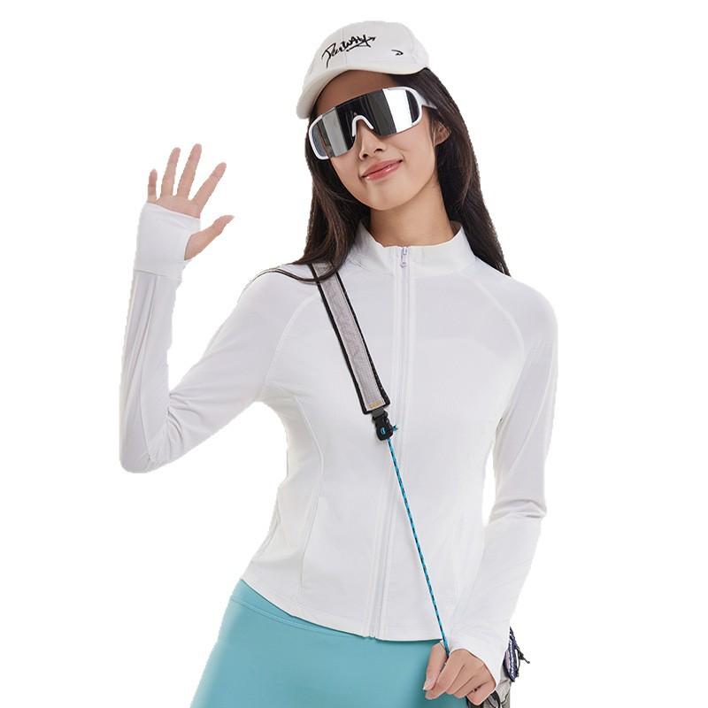 Sunscreen clothes women's summer cool slim stand-up collar UV protection women's yoga jacket breathable long-sleeved original yarn sunscreen clothes