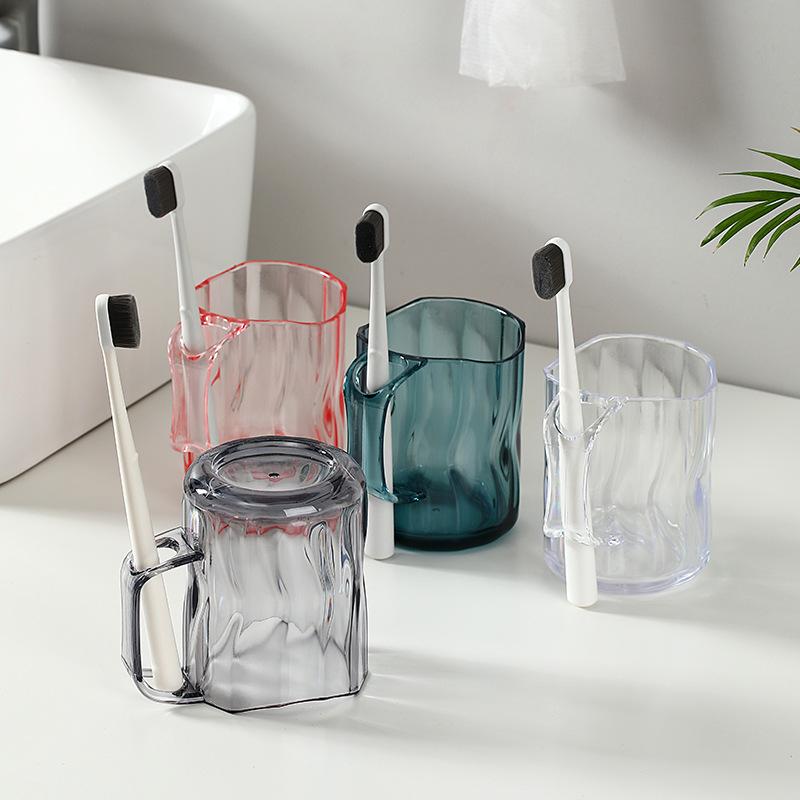 Nordic Geometric Transparent Wash Cup with Toothbrush Holder