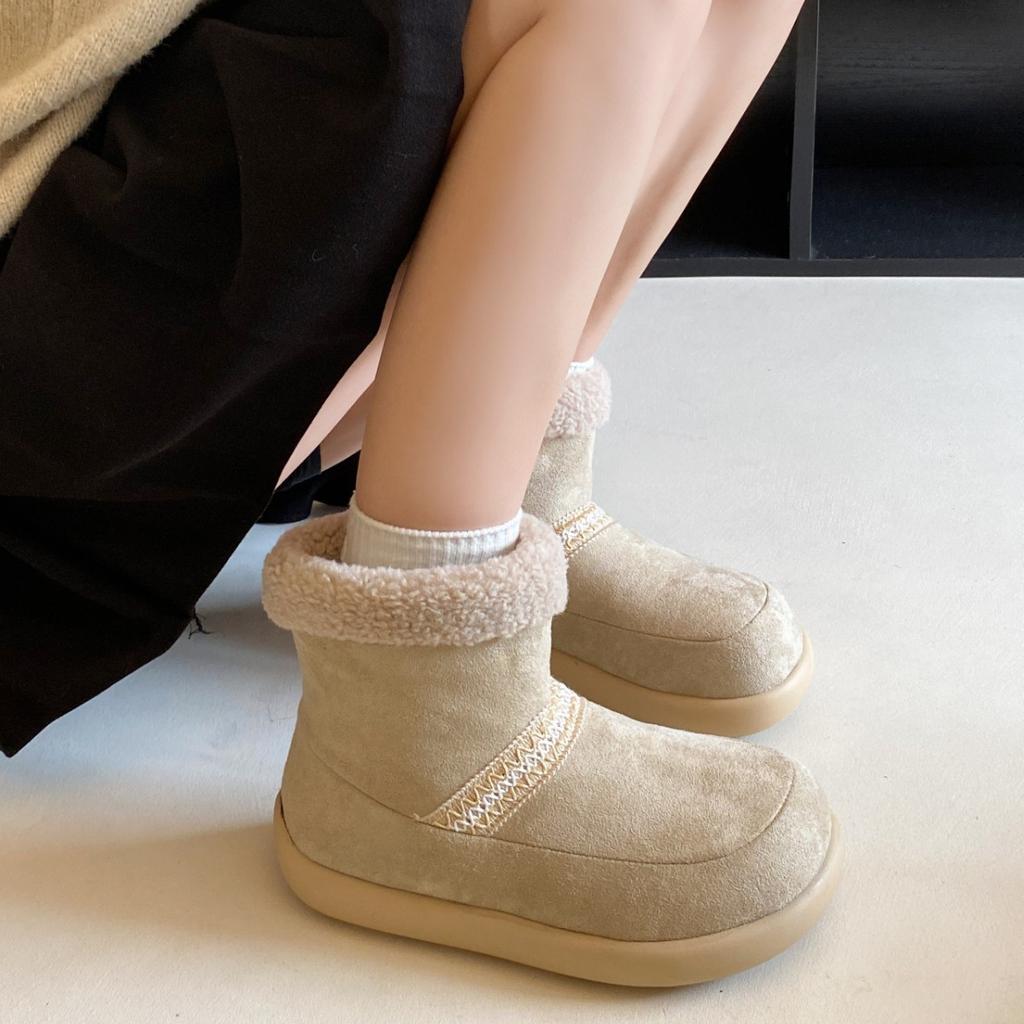 Retro platform snow boots women's 2025 new autumn and winter non-slip with skirt soft-soled velvet cotton shoes