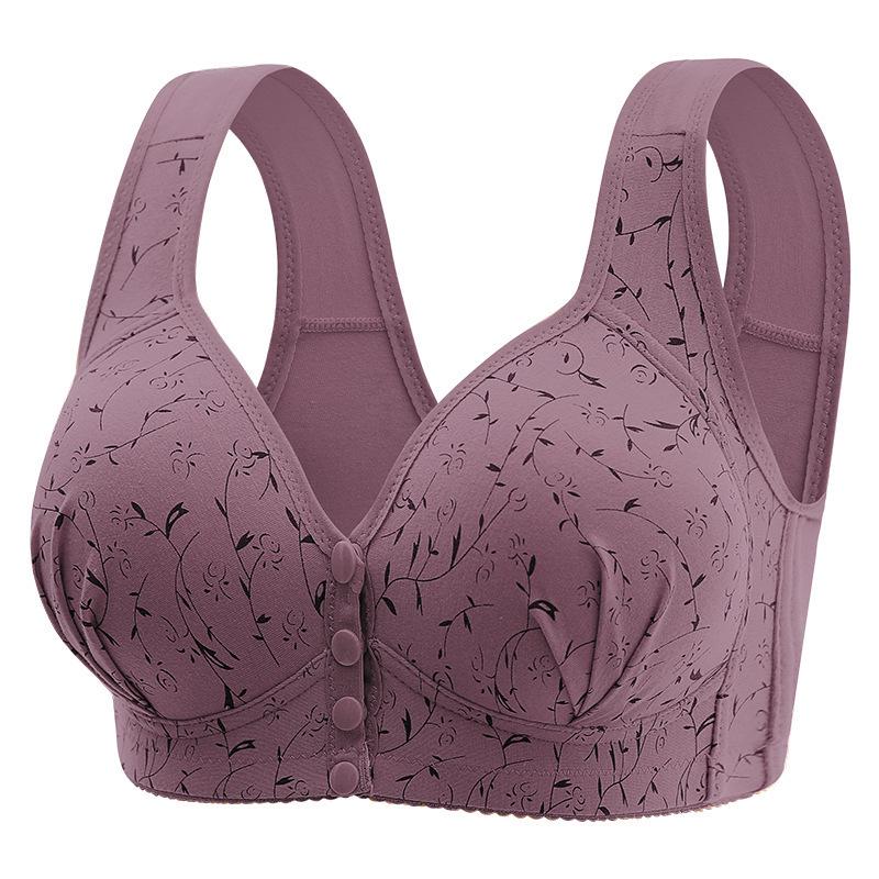 Plus Size Front Buckle Wireless Vest-Style Bra for Middle-Aged & Elderly Women