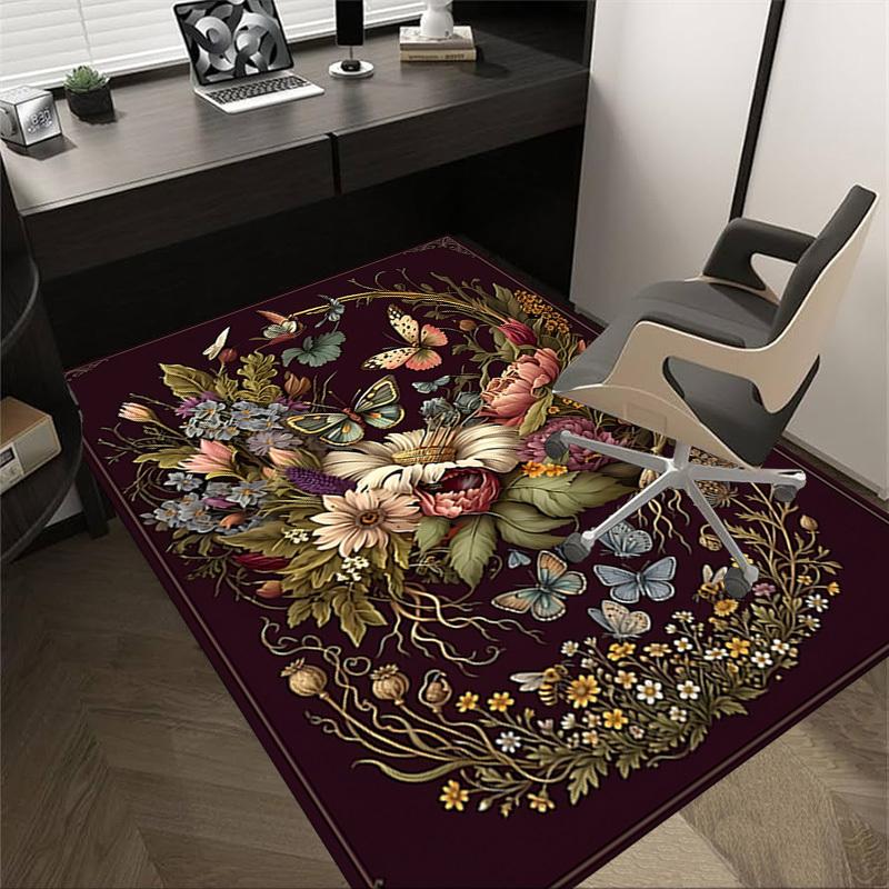 

1PC Floral Butterfly Extra Large Non-Slip Floor carpet, Office, family, bedroom, Studio - Large Area Rug,Longlasting Material-K0404 60cm by 90cm