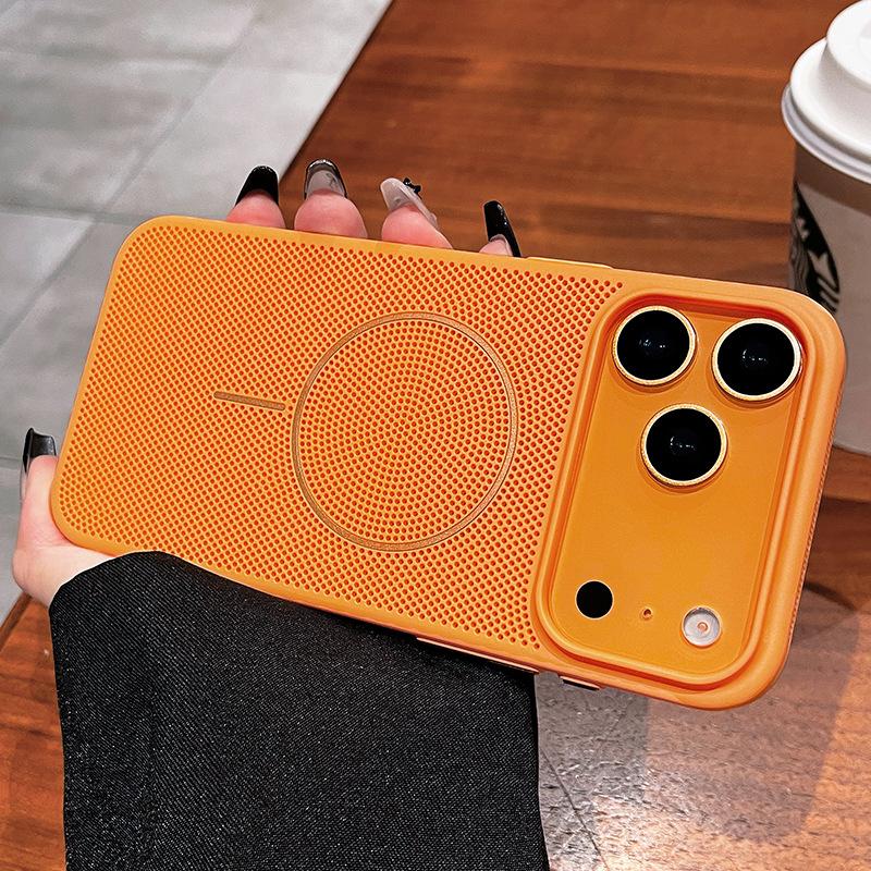 Applicable to Apple 17ProMax mobile phone case, breathable heat dissipation, thin ring magnetic suction iPhone17 ultra-thin anti-drop protective case