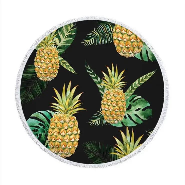 Summer Round Beach Towel Flamingo Tropical Plant Pineapple Printing Bath Shower Towels Bikini Cover Up Beach Towel