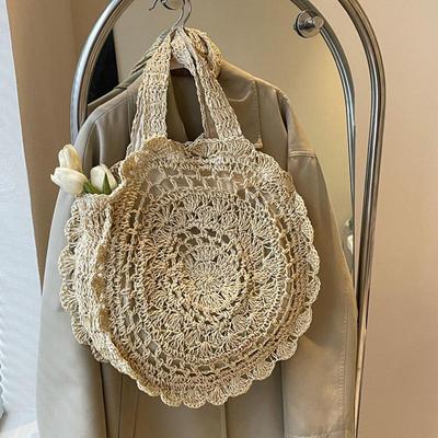 Summer Style Fashion Large Capacity Women's Shoulder Bag Beach Vacation Hollow Straw Woven Tote Bag